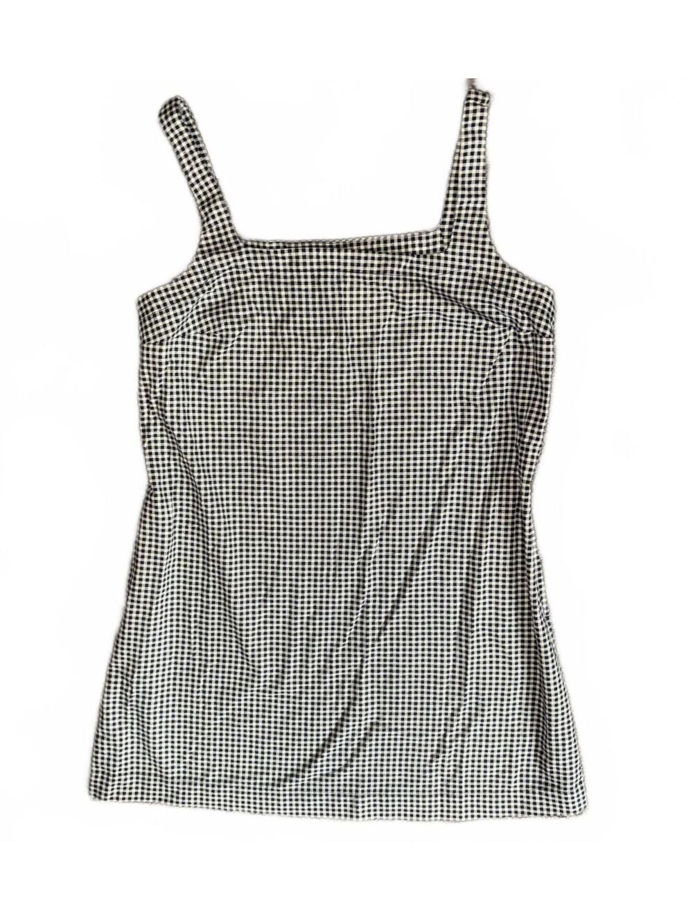 A New Day Women's Medium Black White Gingham Mini Dress NWT Square Neck